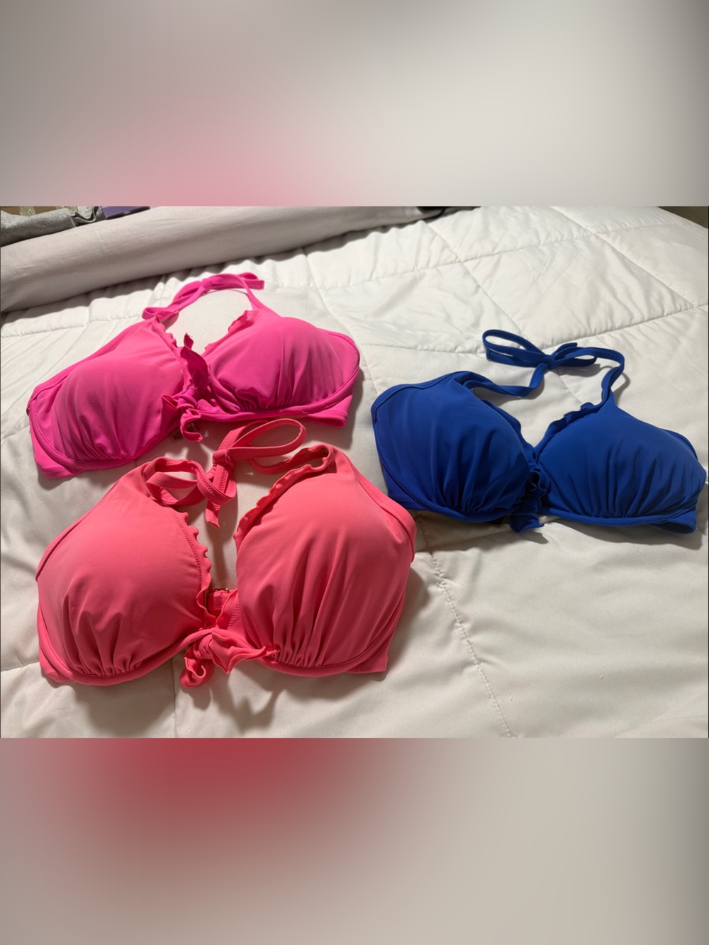 Victoria's Secret Royal Blue, Hot Pink and Coral 34 DDD Bikini Top